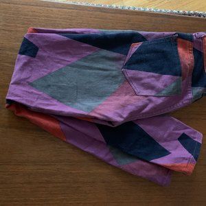 Funky Patterned Vintage Jeans, High Waisted